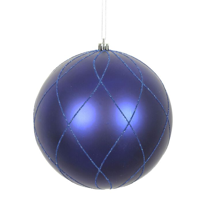 Cobalt Blue Matt Glit Swirl Ball 3/Bx