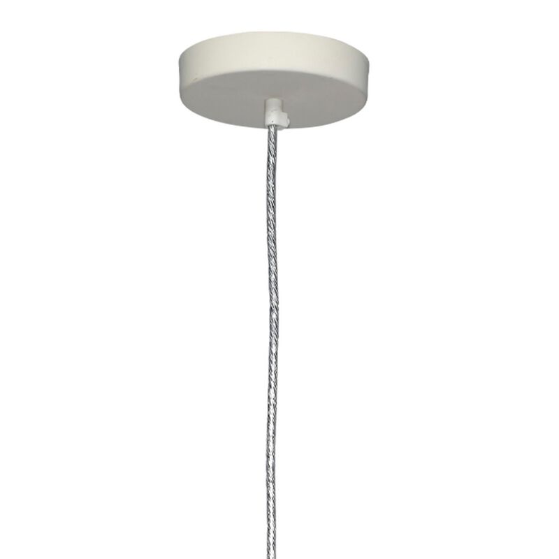 Zoe 96 Inch Pendant Chandelier, Modern Bell Shape Paper Mache, Beige - Benzara image number 2