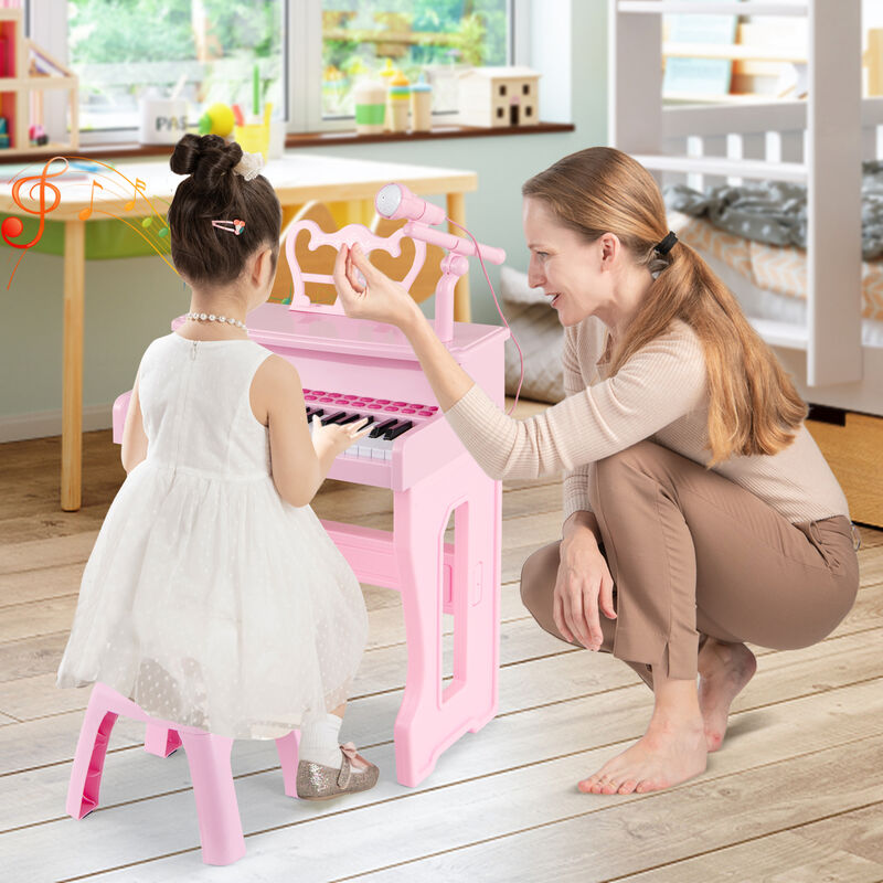 37 Key Children&rsquo;s Piano Keyboard with Microphone and Removable Music Stand image number 1