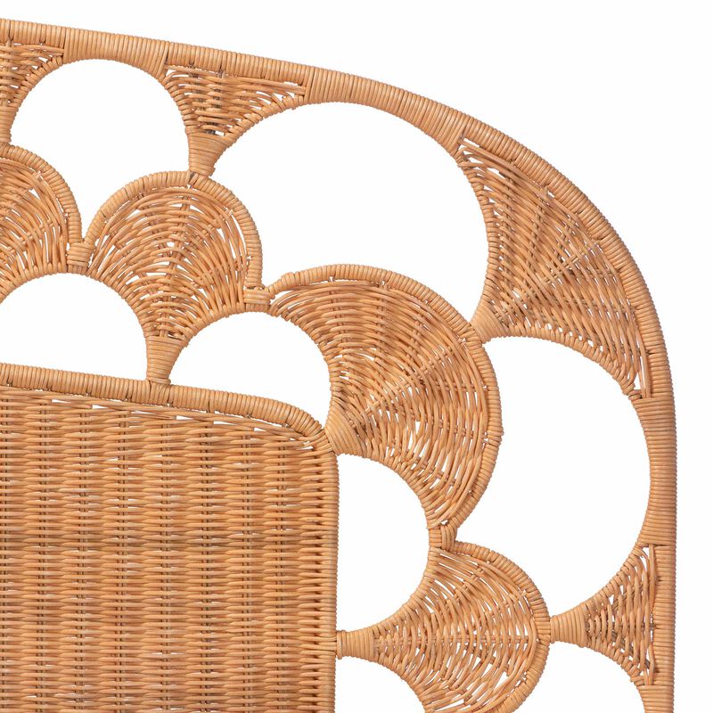 bali & pari Felician Natural Rattan Standalone Headboard - Handwoven Wicker Panel Headboard with Scalloped Fan Motif, Queen image number 2