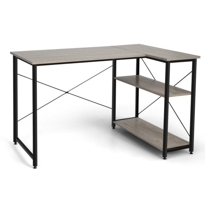 Hivvago Reversible L Shaped Computer Desk with Adjustable Shelf