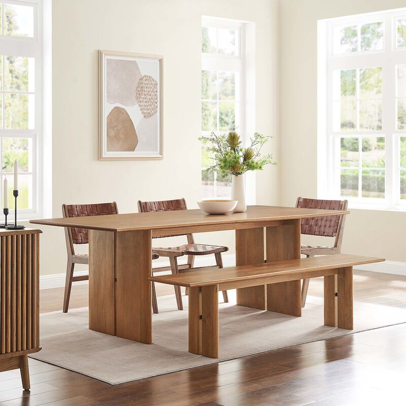 Amistad 86" Wood Dining Table and Bench Set image number 4