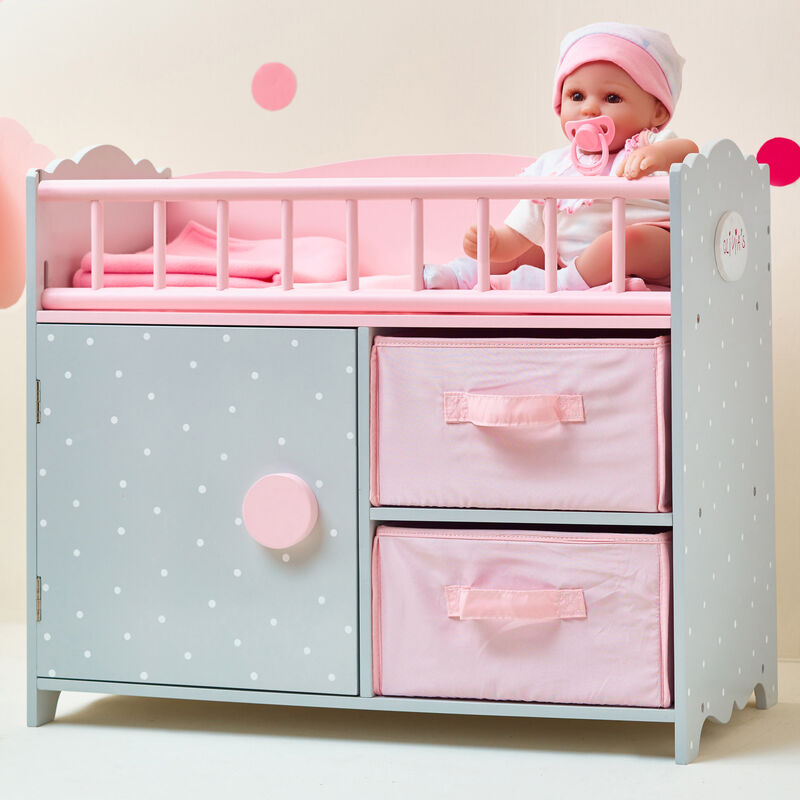 Teamson Kids 16" Baby Doll Wooden Furniture Changing Station Storage TD-12390A image number 1