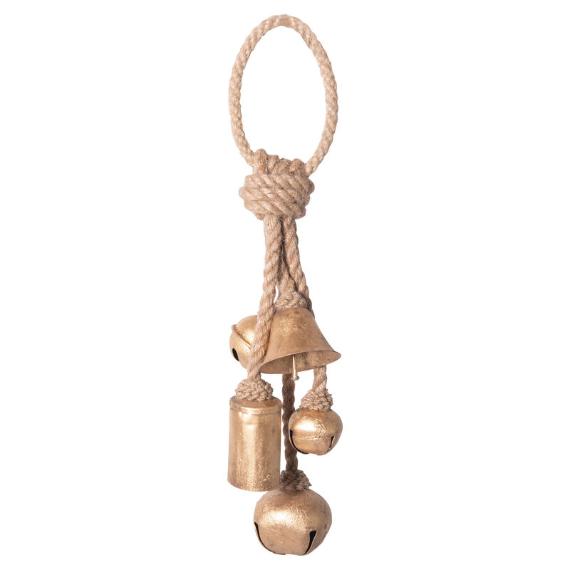 Decorative Metal Bells in Various Shapes on Jute Rope Hanger image number 0