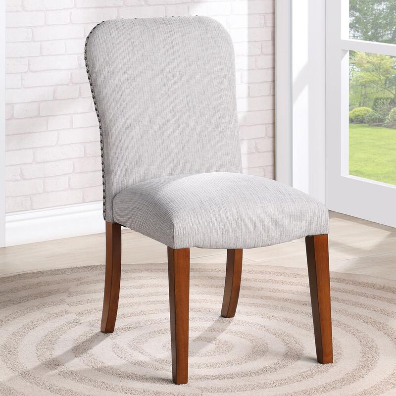 Comfort Pointe Salina Sea Oat Dining Chair in Performance Fabric with Nail Heads - set of 2