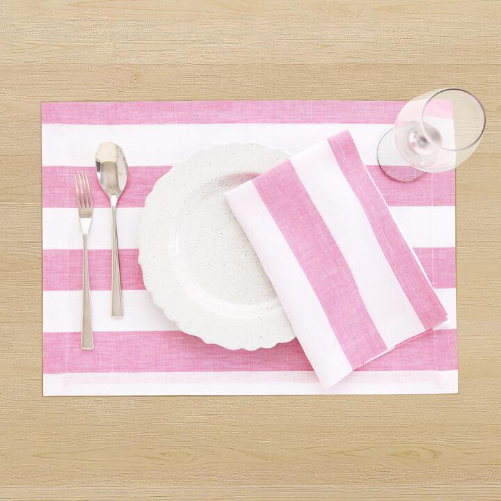 Linen Dinner Napkins - Cabana Stripe