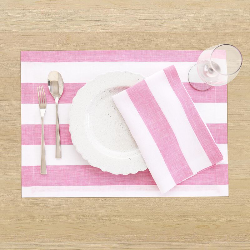 Linen Dinner Napkins - Cabana Stripe image number 1