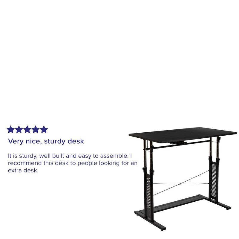 Flash Furniture Height Adjustable (27.25-35.75"H) Sit to Stand Home Office Desk - Black image number 1