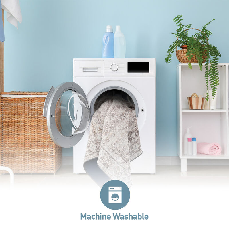 World Rug Gallery Calista Beige Medallion Flatweave Indoor Rug &ndash; Washable with Non-Slip Backing image number 8