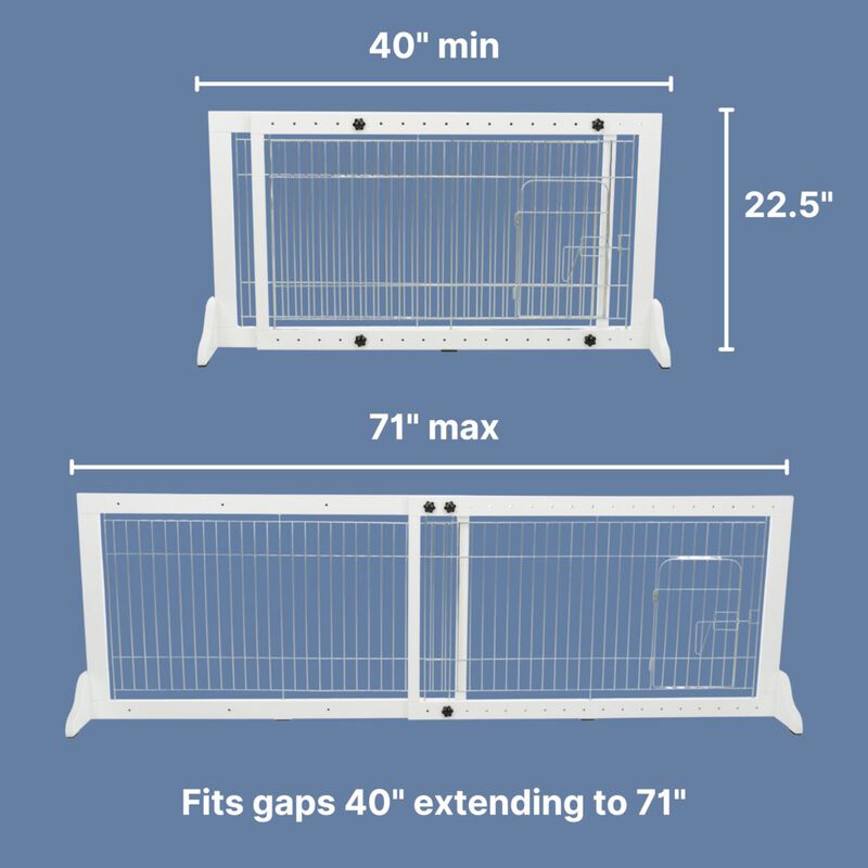 TRIXIE Expandable Wooden Freestanding Pet Gate with Pet Door, Expands to 71" Wide image number 2