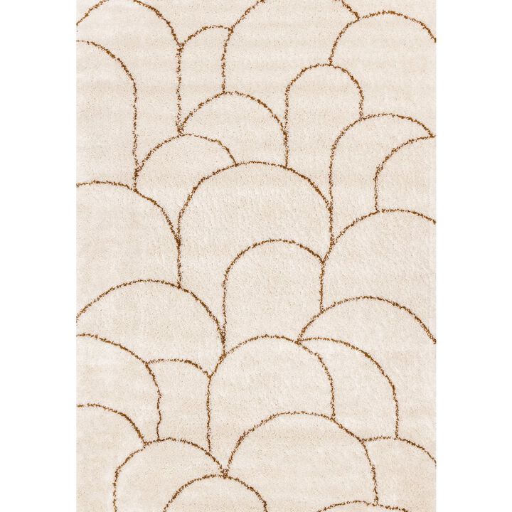 Novelle Home Madison Cream Brown Soft Arches Shag Rug, 5'3 x 7'7