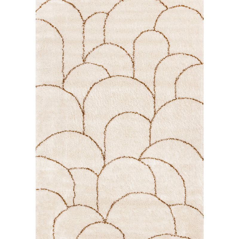Novelle Home Madison Cream Brown Soft Arches Shag Rug, 5'3 x 7'7 image number 0