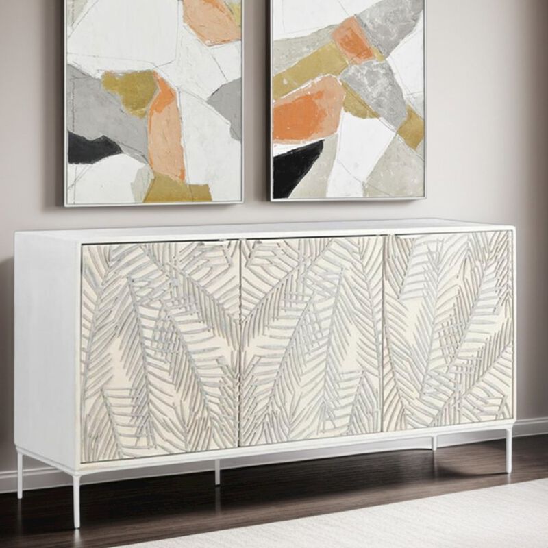 World Interiors Isla 57" Sideboard with Three Doors in Coastal White image number 5