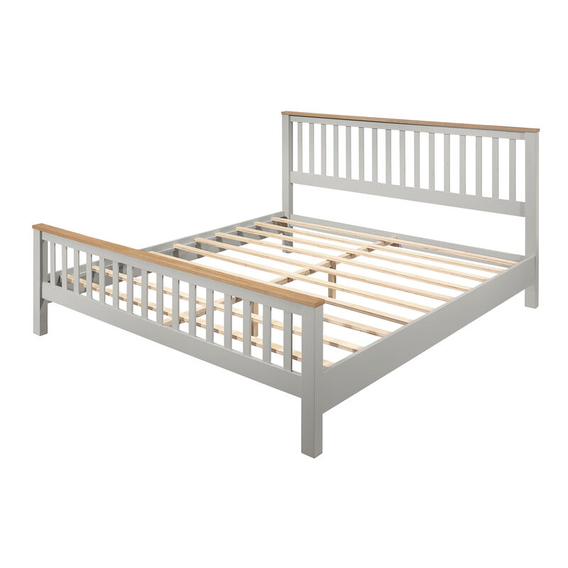 Country Gray Solid Platform Bed with Oak Top, King image number 6
