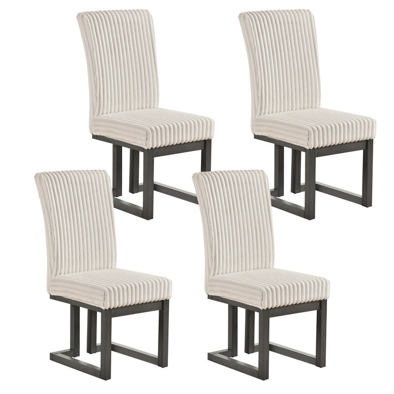 Set of 4 Padded Dining Chairs with Rubberwood Legs for Dining Room image number 0