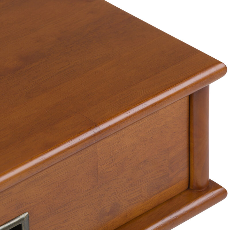 Draper SOLID HARDWOOD 22 inch Wide Rectangle Mid Century Modern End Table in Teak Brown