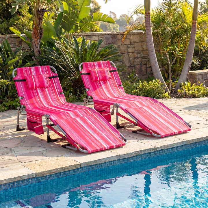 2-Piece Tanning Chairs with Face and Arm Holes, 4-Level Adjustable Backrest