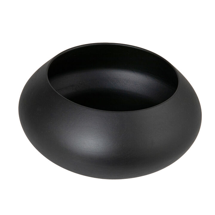 Minimalist Round Mango Wood Bowl, Black