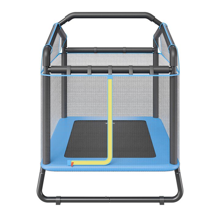Mini Kids Trampoline with Enclosure Net, Gym Bar and Swing Hammock, Birthday Gift for Toddlers-Black
