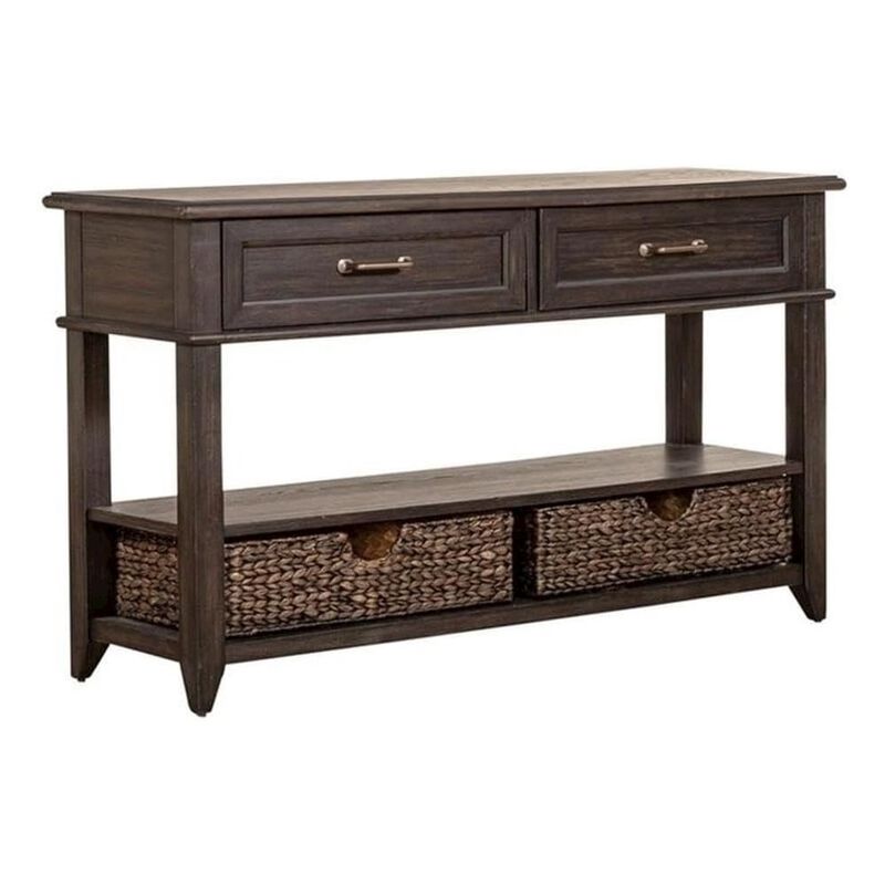 Liberty Furniture Mill Creek 2 Drawer Sofa Table in Peppercorn image number 1