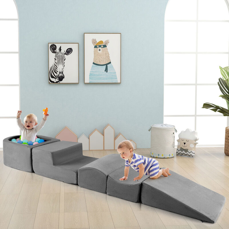 Kids 5-Piece Soft Climb and Crawl Set with Ball Pit image number 1