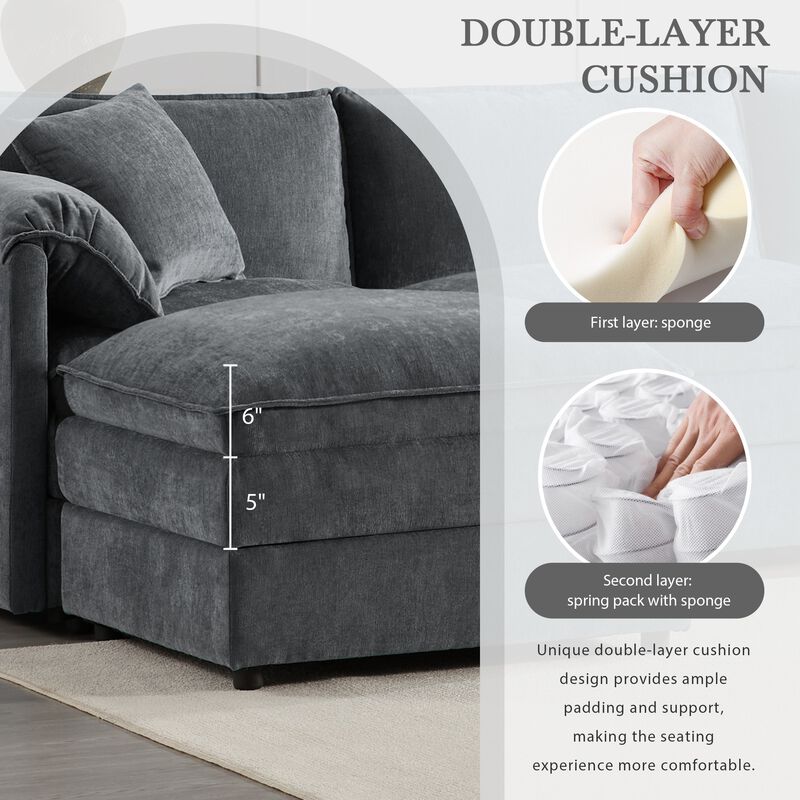 Fincep U-Shaped Modular Cloud Sectional Sofa image number 4