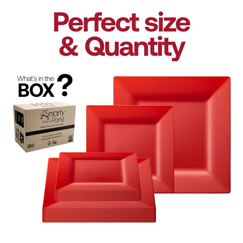 Red Square Plastic Plates Dinnerware Value Set (40 Sets) image number 4