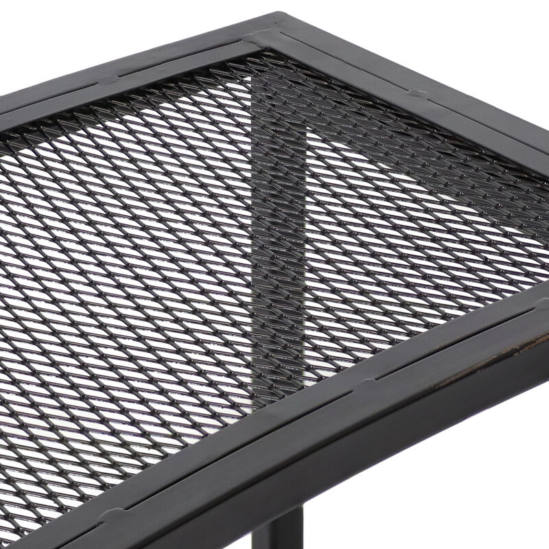 Sunnydaze Mesh Metal Patio Curved Fire Pit Bench - Black