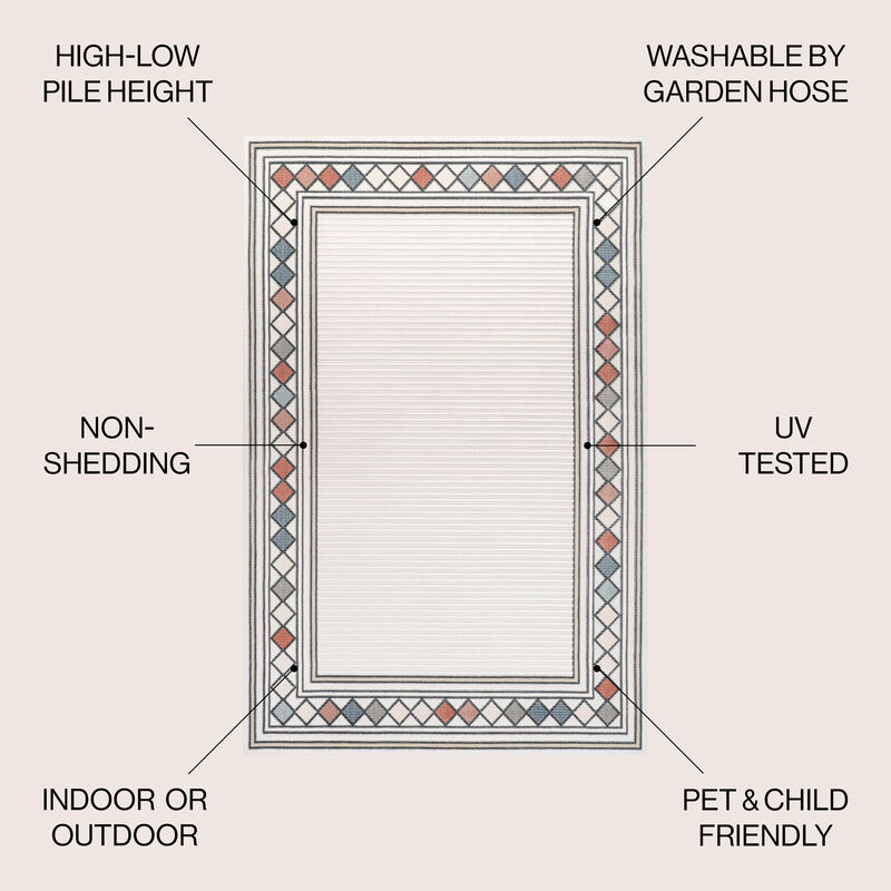 Sebastian High-Low Modern Diamond Border Area Rug