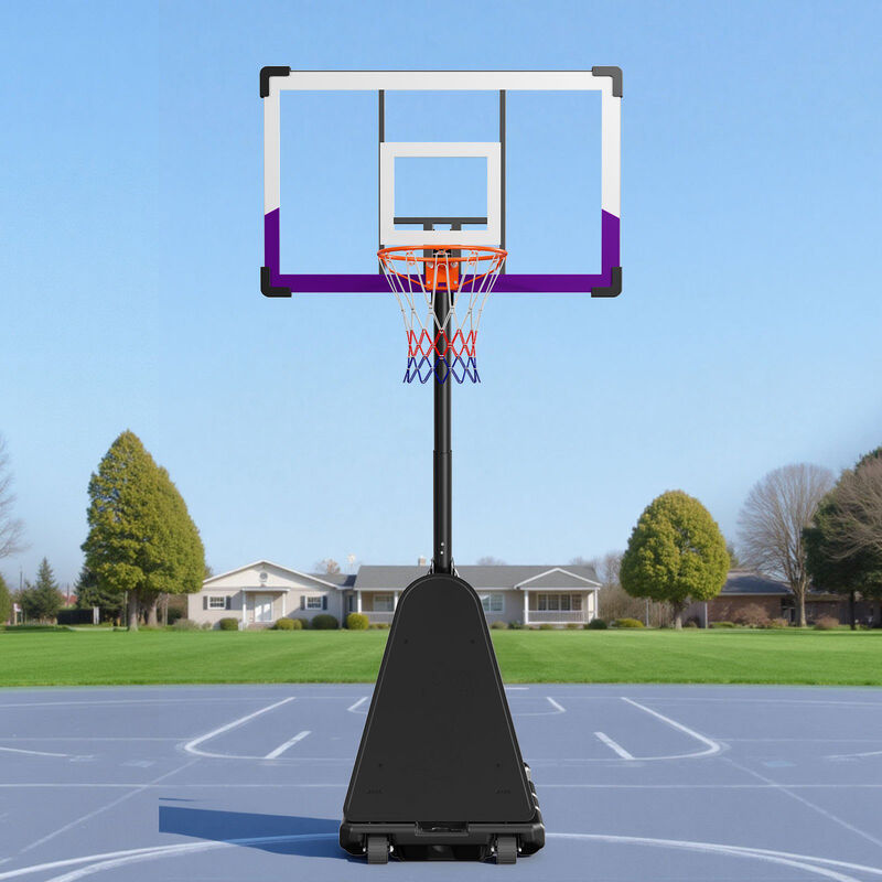 Portable Basketball Goal Stand with Height Adjustment and PC Backboard for Driveway & Backyard-Black image number 1