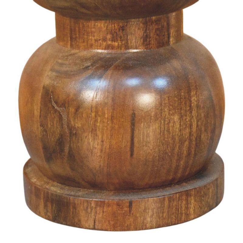 Artisan Furniture Solid Wood Marble Top Bulla Side Table White and Brown image number 6