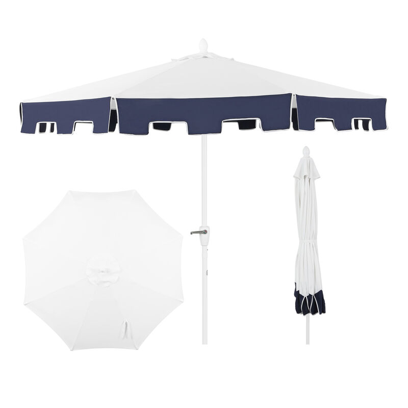 Baiona Classic MidCentury Market Patio Umbrella with UV Protection, Auto-Tilt, Crank and UV Protection