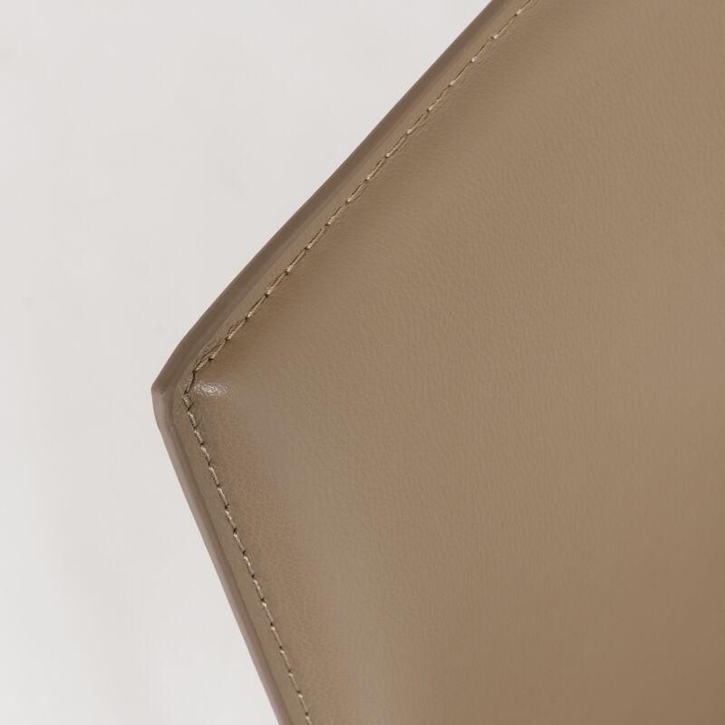 Set of Two Leather Dining Side Chairs with Cushioned Seats