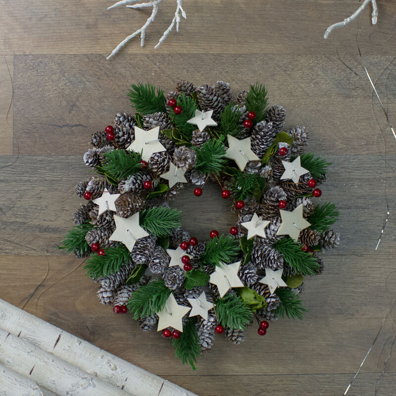 Pine Cone and Berries with Stars Artificial Christmas Wreath  10-Inch  Unlit image number 1