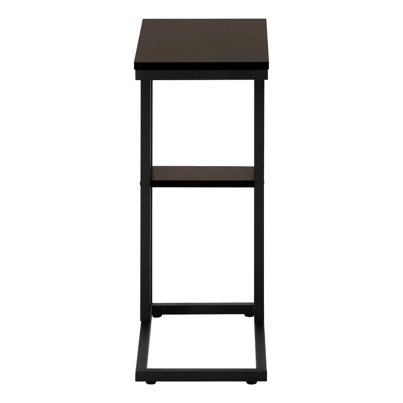 Monarch Specialties I 3670 Accent Table, C-shaped, End, Side, Snack, Living Room, Bedroom, Metal, Laminate, Brown, Black, Contemporary, Modern