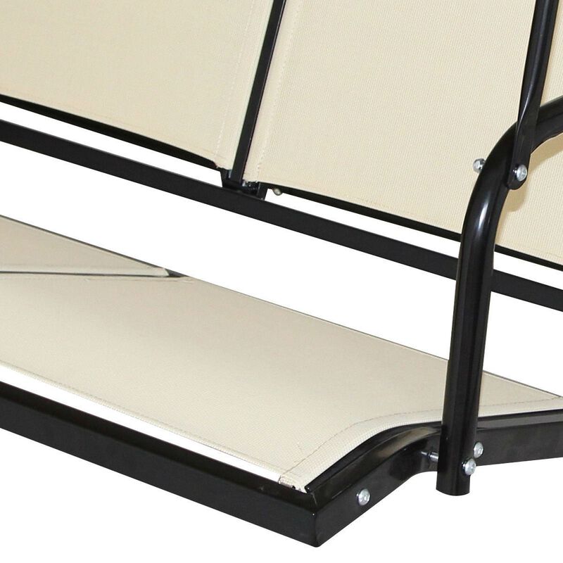 Hivvago Outdoor Porch Patio 3-Person Canopy Swing in Light Brown