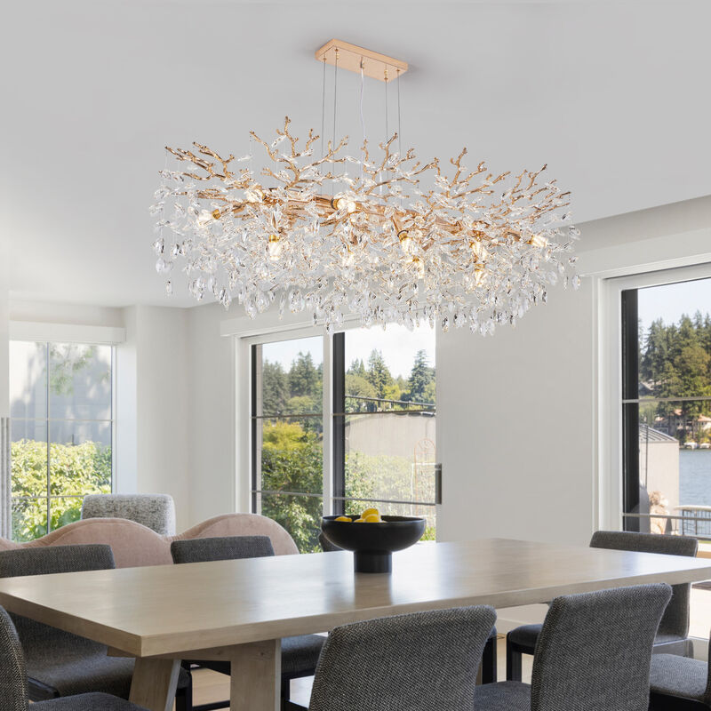 ELEMENT ACE 7-Light Modern Crystal Chandelier Pendant Lighting Fixture Perfect for Dining Rooms, Kitchen Islands, Bedrooms, Living Rooms, Foyers and High Ceiling Residential Spaces image number 1