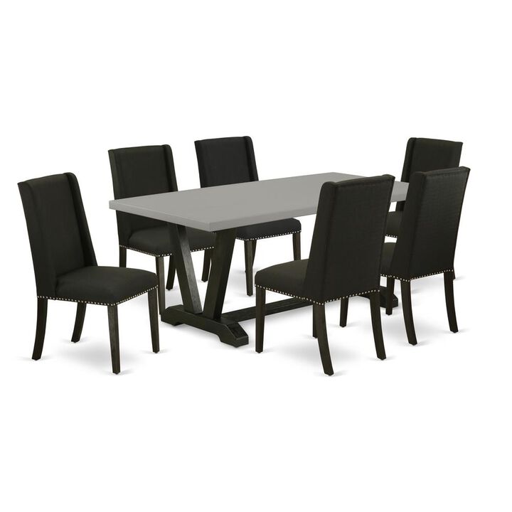 East West Furniture 7-Piece Kitchen Set - 6 Parson Chair and a Dining Room Table Solid Wood Frame
