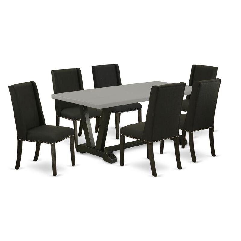 East West Furniture 7-Piece Kitchen Set - 6 Parson Chair and a Dining Room Table Solid Wood Frame