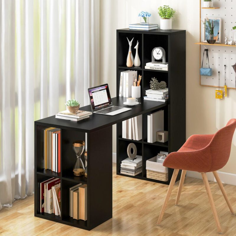 Hivvago Modern Computer Desk with 12 Cubes Bookshelf