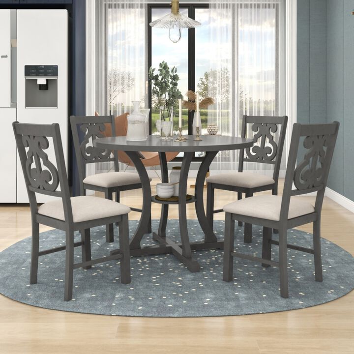 Krafti 5‑Piece Retro Round Dining Table Set