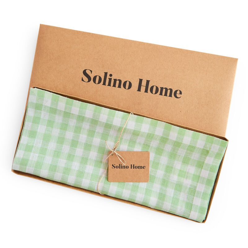 Solino Home 100% Pure Linen Table Runner - Gingham Check