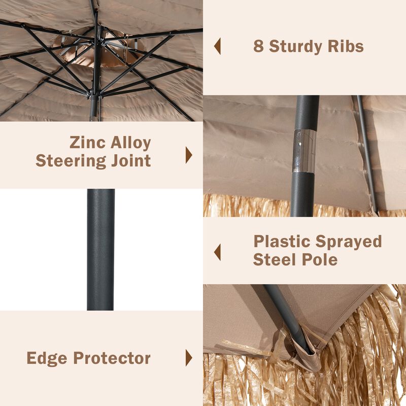 10 Feet Hawaiian Style Thatched Tiki Patio Umbrella for Beach and Poolside image number 4