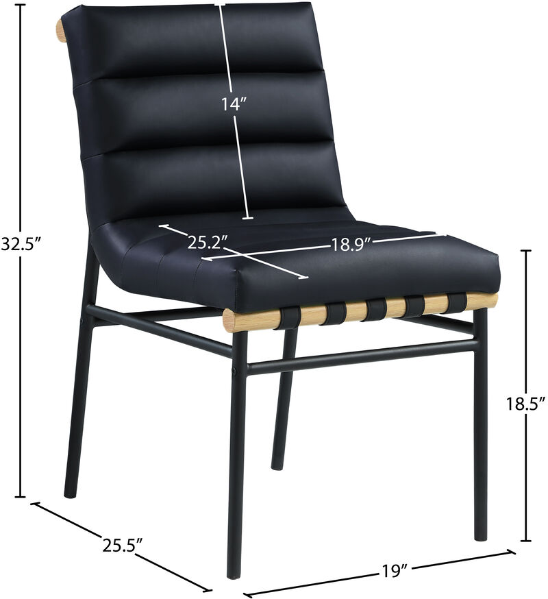 Meridian Furniture Burke Black Vegan Leather Dining Chair, Set of 2