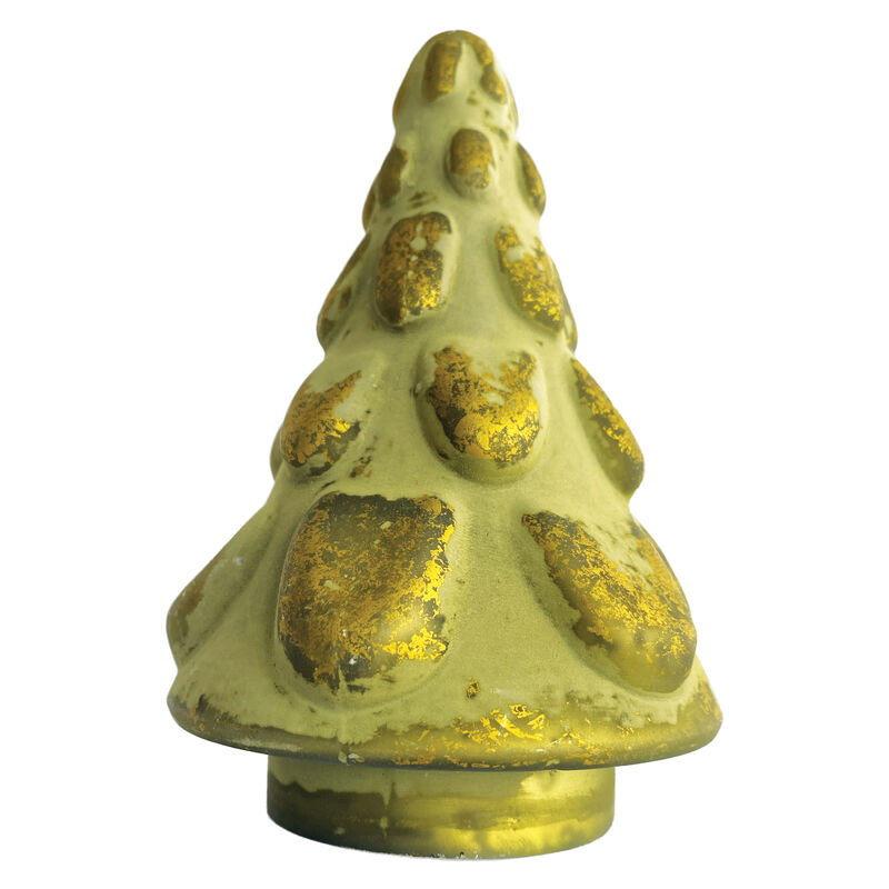 Matte Embossed Glass Tree, Green and Gold image number 0