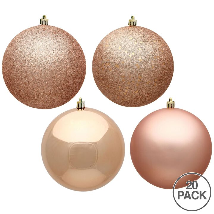 Vickerman 2.75" Rose Gold 4-Finish Ball Ornament Assortment, 20 per Box