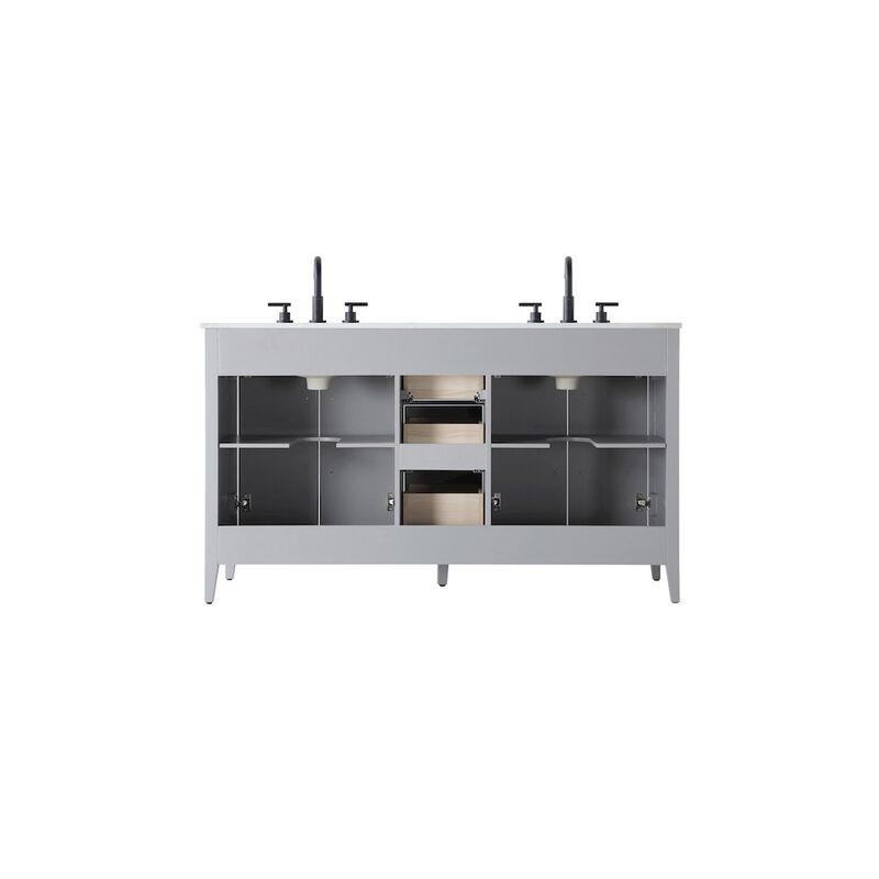 Elegant Kitchen and Bath 60 Inch Double Bathroom Vanity In Grey
