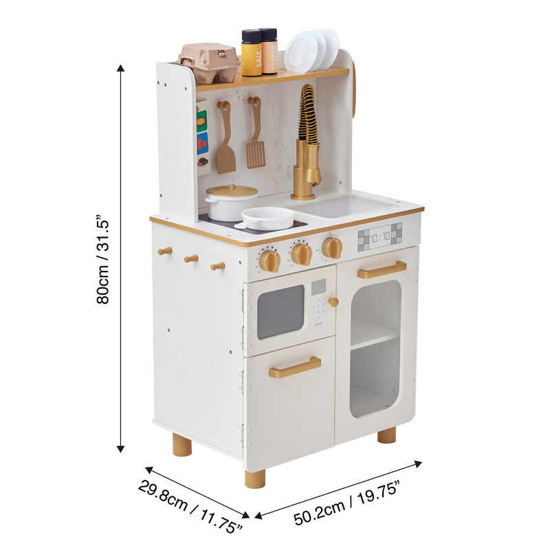 Teamson Kids Little Chef Memphis Play Kitchen + 16 Accessories and Interactive Toy Appliances, White/Gold image number 2