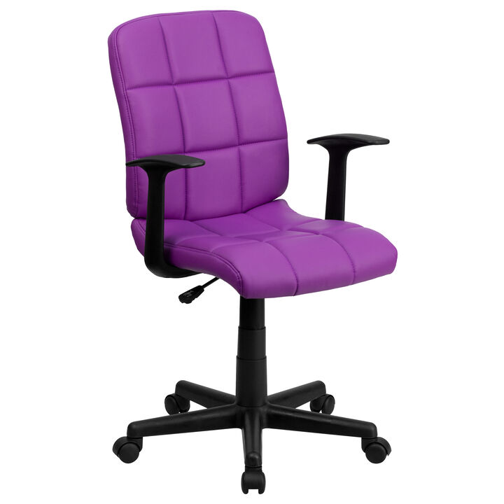 Clayton Mid-Back Quilted Vinyl Swivel Task Office Chair with Arms