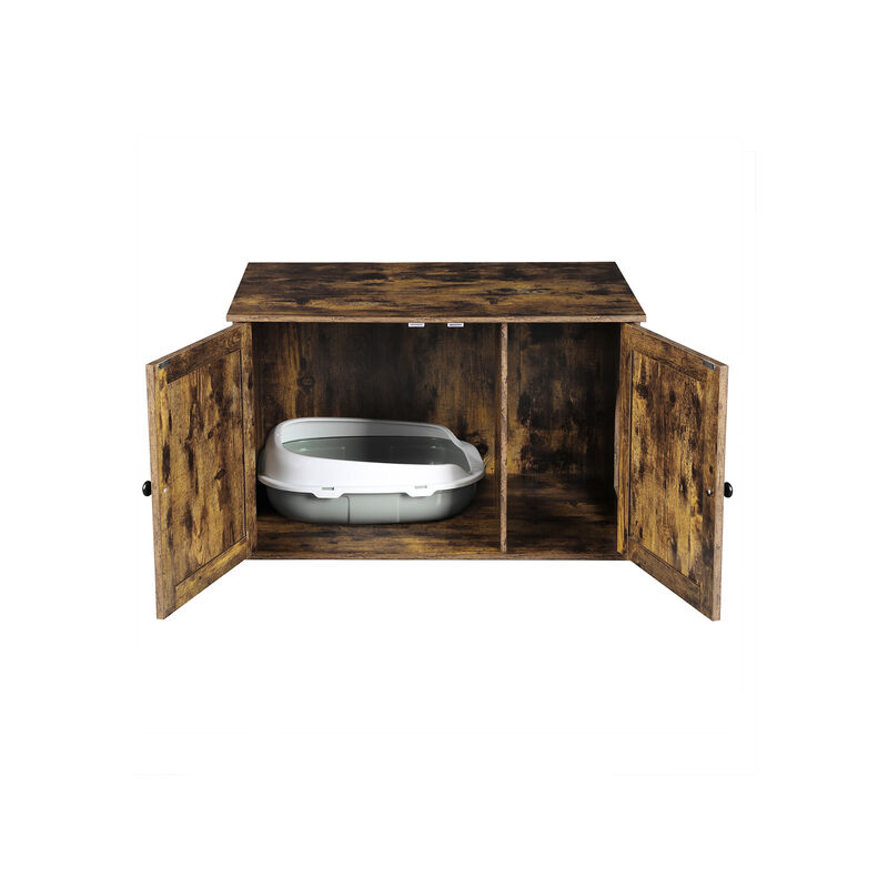 Cat Washroom Cabinet - Hidden Litter Box Enclosure with Wooden Doors